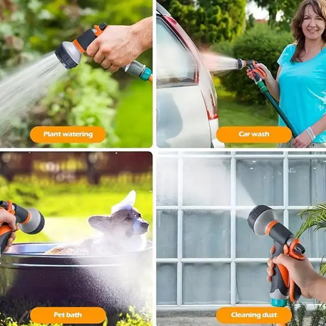 Alt view image 6 of 7 - Garden Hose Pipe Spray Gun Water Sprayer 8 Function Nozzle Multi Adjustable Heavy Duty 8 Spray Mode Garden Hose Nozzle for Lawn Car Washing Pet Cleaning Multi Adjustable