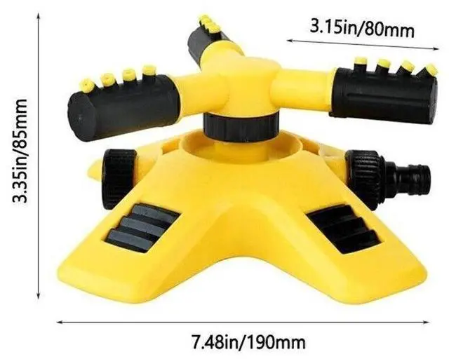 Alt view image 5 of 7 - 360° Automatic Rotating Garden Sprinkler, 3-Arms Lawn Sprinkler Yard Sprinkler Auto 360° Rotating Lawn Sprinkler 3 Arm Adjustabl Sprinkler Nozzle 360 Degree Automatic Rotating Water Spray Garden Lawn