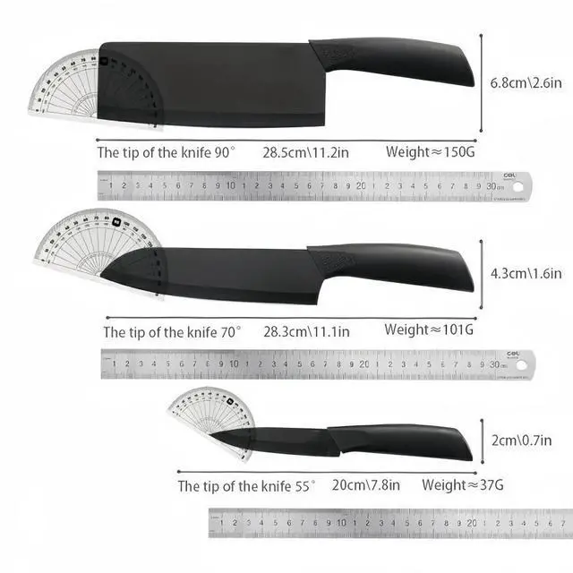 Alt view image 3 of 7 - Idealforce 3Pcs Black NonStick Kitchen Knife Set, Stainless Steel Ultra Sharp Chef Knives, Comfort Grip Handle for Home Kitchen Use
