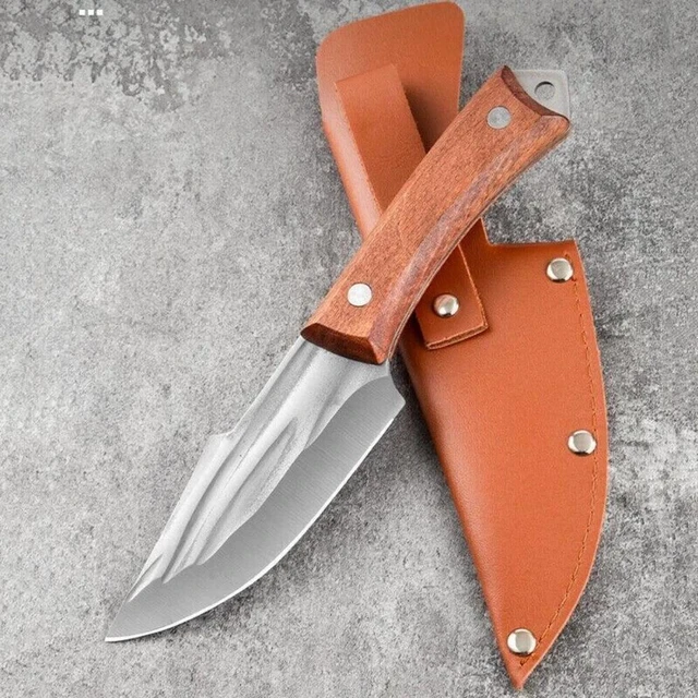 Alt view image 2 of 7 - Idealforce Mini Pocket Knife, Stainless Steel Blade Outdoor Survival Knife with Leather Case, Portable Fruit Knife for Camping Hiking & Keyring Use