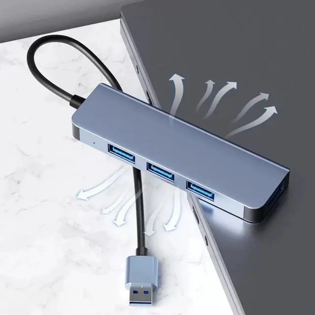 Alt view image 2 of 6 - Idealforce 4Port USB 3.0 Hub Splitter, 5Gbps High Speed MultiPort Adapter with LED Indicator, Data Transfer & Charging Supported for PC, Mac, Laptop, Desktop Computer, LOT
