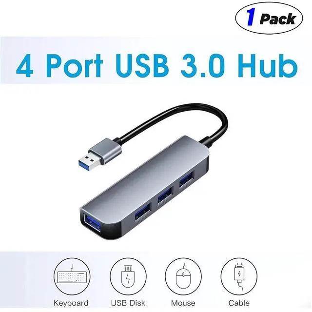 Alt view image 3 of 6 - Idealforce 4Port USB 3.0 Hub Splitter, 5Gbps High Speed MultiPort Adapter with LED Indicator, Data Transfer & Charging Supported for PC, Mac, Laptop, Desktop Computer, LOT