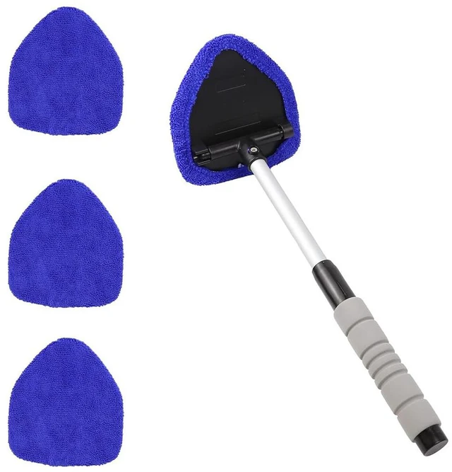 Main image of Car Windshield Cleaning Tool, Car Windshield Window Cleaner, Car Window Detailing Cleaning Kit, Extendable Handle and 4 Upgraded Reusable Microfiber Pads, Glass Wiper Brush Kit for Car&Home