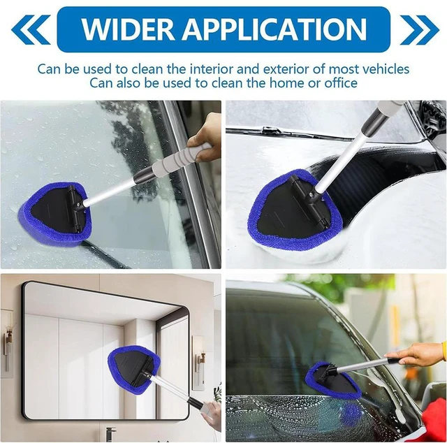 Alt view image 4 of 6 - Car Windshield Cleaning Tool, Car Windshield Window Cleaner, Car Window Detailing Cleaning Kit, Extendable Handle and 4 Upgraded Reusable Microfiber Pads, Glass Wiper Brush Kit for Car&Home