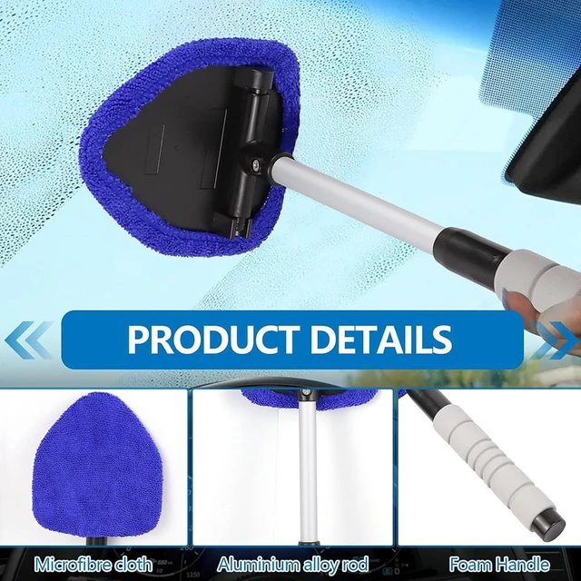 Alt view image 6 of 6 - Car Windshield Cleaning Tool, Car Windshield Window Cleaner, Car Window Detailing Cleaning Kit, Extendable Handle and 4 Upgraded Reusable Microfiber Pads, Glass Wiper Brush Kit for Car&Home