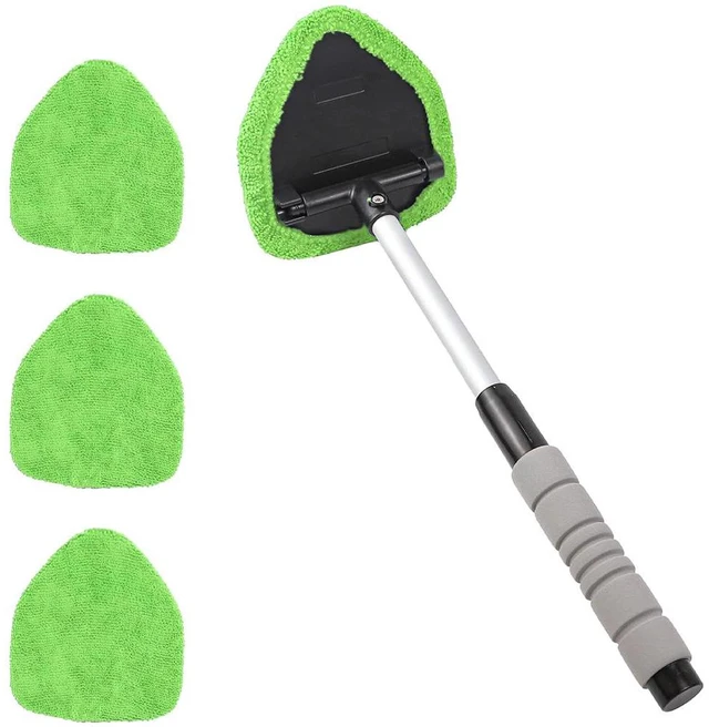 Main image of Car Windshield Cleaning Tool, Car Windshield Window Cleaner, Car Window Detailing Cleaning Kit, Extendable Handle and 4 Upgraded Reusable Microfiber Pads, Glass Wiper Brush Kit for Car&Home Green