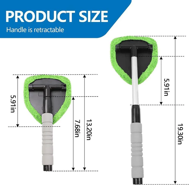 Alt view image 2 of 6 - Car Windshield Cleaning Tool, Car Windshield Window Cleaner, Car Window Detailing Cleaning Kit, Extendable Handle and 4 Upgraded Reusable Microfiber Pads, Glass Wiper Brush Kit for Car&Home Green