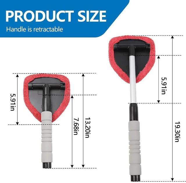 Alt view image 2 of 6 - Car Windshield Cleaning Tool, Car Windshield Window Cleaner, Car Window Detailing Cleaning Kit, Extendable Handle and 4 Upgraded Reusable Microfiber Pads, Glass Wiper Brush Kit for Car&Home Red