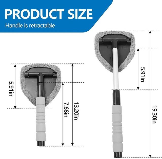 Alt view image 2 of 6 - Car Windshield Cleaning Tool, Car Windshield Window Cleaner, Car Window Detailing Cleaning Kit, Extendable Handle and 4 Upgraded Reusable Microfiber Pads, Glass Wiper Brush Kit for Car&Home Gray