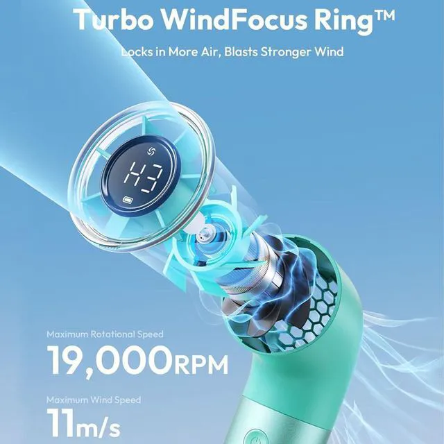 Alt view image 2 of 7 - Portable Handheld Fan, Powerful Turbo Mini Fan, 19000 RPM High Speed Aero Ultra, 15H Max Cooling Time, 7 Speeds Aluminum Case, Pocket Rechargeable Personal Small Travel GIfts