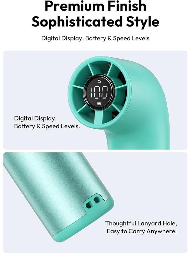 Alt view image 3 of 7 - Portable Handheld Fan, Powerful Turbo Mini Fan, 19000 RPM High Speed Aero Ultra, 15H Max Cooling Time, 7 Speeds Aluminum Case, Pocket Rechargeable Personal Small Travel GIfts