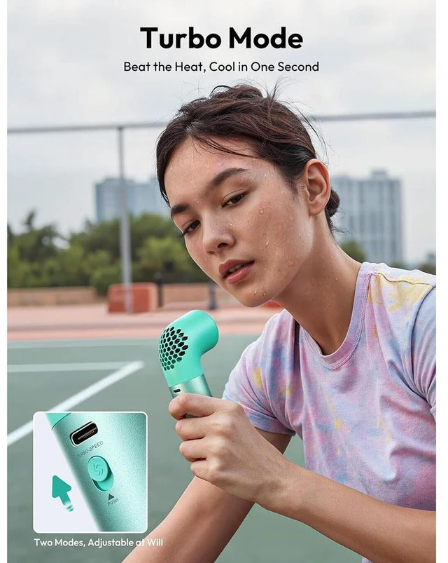 Alt view image 6 of 7 - Portable Handheld Fan, Powerful Turbo Mini Fan, 19000 RPM High Speed Aero Ultra, 15H Max Cooling Time, 7 Speeds Aluminum Case, Pocket Rechargeable Personal Small Travel GIfts