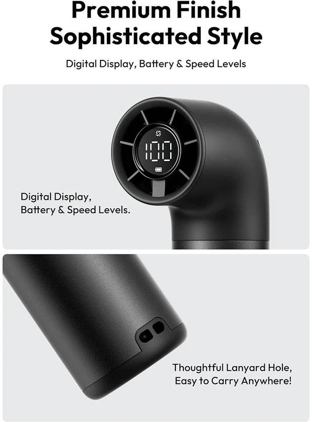 Alt view image 5 of 7 - Portable Handheld Fan, Powerful Turbo Air Tube Fan, 19000 RPM High Speed Aero Pro, 15H Max Cooling Time, 6 Speeds Aluminum Case, Mini Pocket Design, for Travel Beach Outdoor Activities