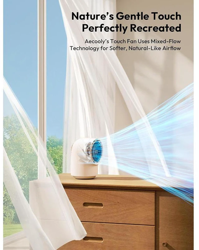 Alt view image 4 of 6 - Idealforce LED Display Touch Control Desk Fan, 100 Speeds Quiet Digital Display Small Table Fan, 4000mAh Battery Powered Desktop Fan for Bedroom, Bedside, Office, Travel