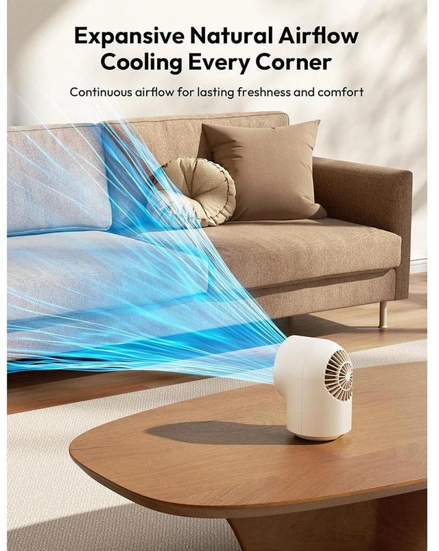 Alt view image 5 of 6 - Idealforce LED Display Touch Control Desk Fan, 100 Speeds Quiet Digital Display Small Table Fan, 4000mAh Battery Powered Desktop Fan for Bedroom, Bedside, Office, Travel