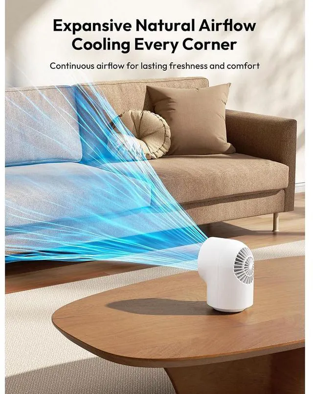 Alt view image 6 of 6 - Idealforce LED Display Touch Control Desk Fan, 100 Speeds Quiet Digital Display Small Table Fan, 4000mAh Battery Powered Desktop Fan for Bedroom, Bedside, Office, Travel White