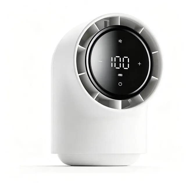 Main image of Idealforce LED Display Touch Control Desk Fan, 100 Speeds Quiet Digital Display Small Table Fan, 4000mAh Battery Powered Desktop Fan for Bedroom, Bedside, Office, Travel White