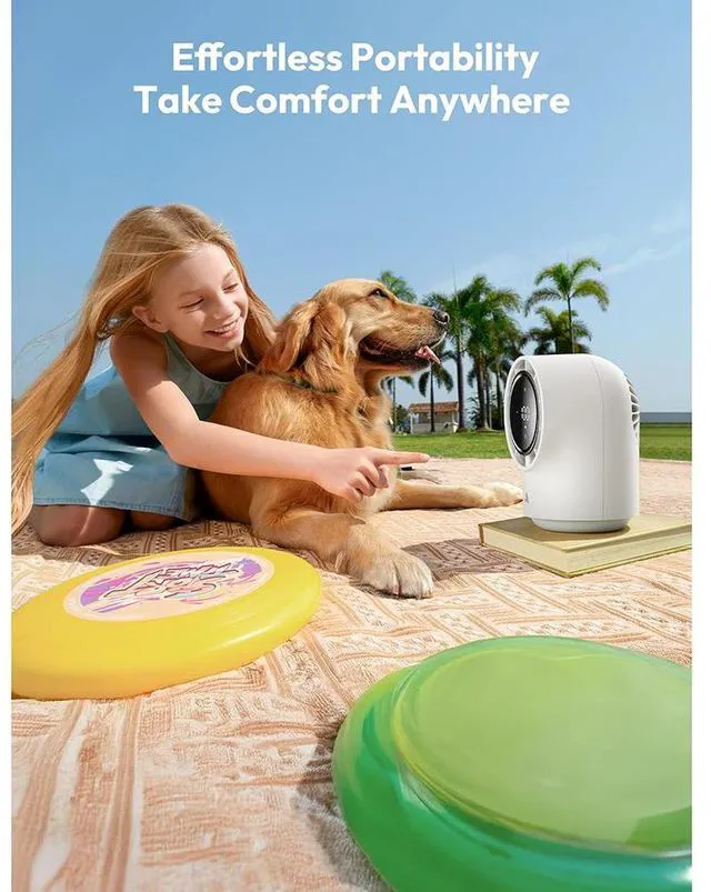 Alt view image 5 of 6 - Idealforce LED Display Touch Control Desk Fan, 100 Speeds Quiet Digital Display Small Table Fan, 4000mAh Battery Powered Desktop Fan for Bedroom, Bedside, Office, Travel White