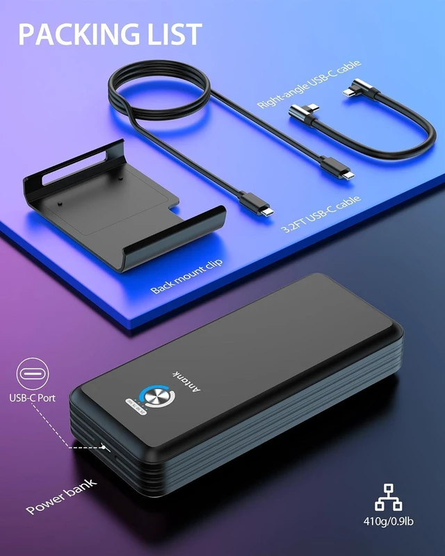 Alt view image 6 of 7 - Idealforce Antank Magnetic Power Bank Compatible with Steam Deck, 20000mAh 45W PD Fast 3.0 Charging Portable Battery Bank, External Battery Pack with Removable Magnetic Back Mount & Dual USB-C Cable
