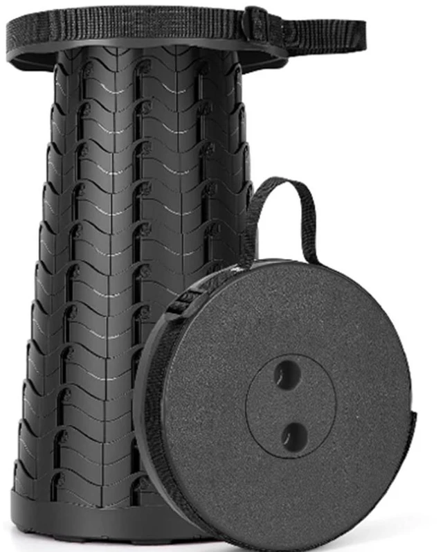 Main image of Idealforce Upgraded Collapsible Stool, 400lbs Max Weight, Lightweight But Sturdy, Portable Retractable Folding Telescoping Foldable Camping Stool for Adults Outdoor Fishing Hiking Travel BBQ Black