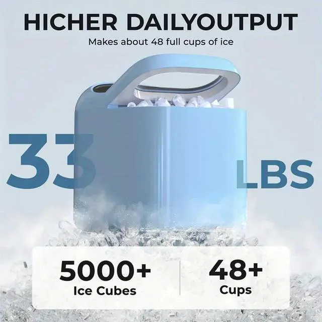 Alt view image 2 of 7 - Idealforce 1-Pack Countertop Ice Maker produces 33 lbs of bullet/crushed ice in 24 hours, includes ice basket & scoop. Ideal for homes, offices, bars, and RVs. portable ice maker Green