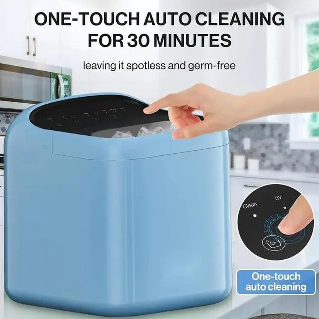 Alt view image 6 of 7 - Idealforce 1-Pack Countertop Ice Maker produces 33 lbs of bullet/crushed ice in 24 hours, includes ice basket & scoop. Ideal for homes, offices, bars, and RVs. portable ice maker Green