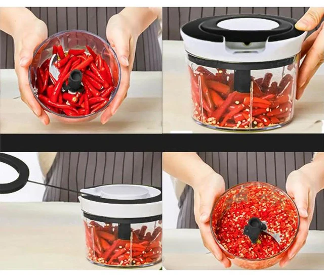 Alt view image 5 of 7 - Idealforce Manual Food Processor Vegetable Chopper, Portable Hand Pull String Garlic Mincer Onion Cutter for Veggies, Ginger, Fruits, Nuts, Herbs, etc Black 400ml