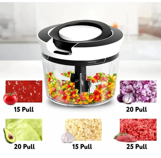 Alt view image 4 of 7 - Idealforce Manual Food Processor Vegetable Chopper, Portable Hand Pull String Garlic Mincer Onion Cutter for Veggies, Ginger, Fruits, Nuts, Herbs, etc green 400ml