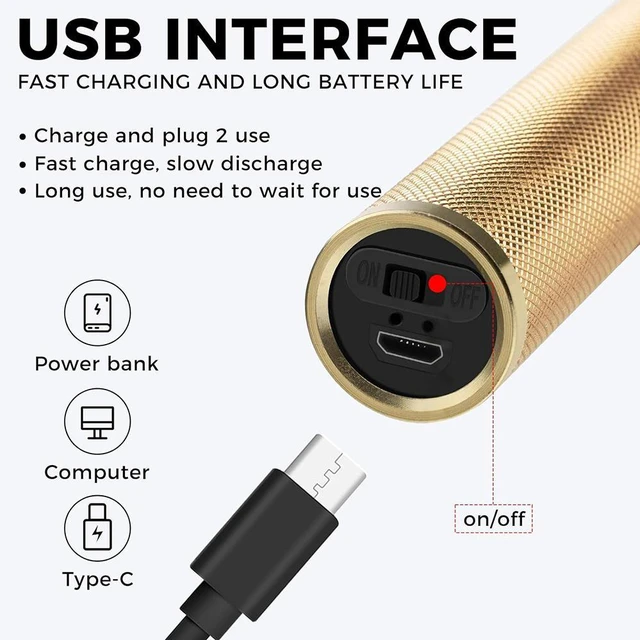 Alt view image 3 of 7 - Idealforce Mens Hair Clippers, Electric T Blade Trimmer Grooming Trimmer, 0 mm Baldheaded Hair Clippers for Men,Cordless USB Rechargeable Hair Beard Trimmer,Gold