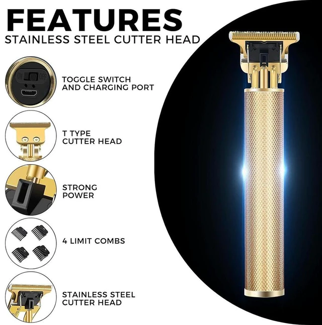 Alt view image 2 of 7 - Idealforce Mens Hair Clippers, Electric T Blade Trimmer Grooming Trimmer, 0 mm Baldheaded Hair Clippers for Men,Cordless USB Rechargeable Hair Beard Trimmer,Gold