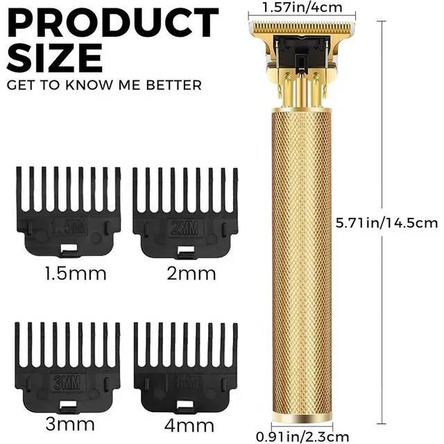 Alt view image 5 of 7 - Idealforce Mens Hair Clippers, Electric T Blade Trimmer Grooming Trimmer, 0 mm Baldheaded Hair Clippers for Men,Cordless USB Rechargeable Hair Beard Trimmer,Gold