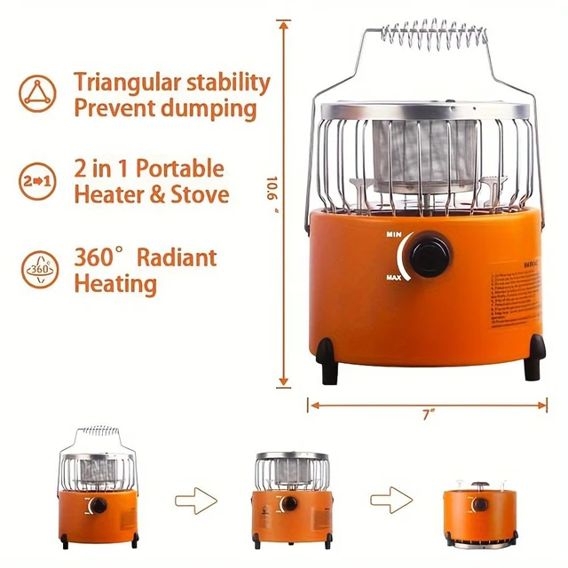Alt view image 5 of 7 - Idealforce Propane Heater, Outdoor 2 in 1 Propane Heater & Stove Pro, Camping Gas Stove Camp Heater(9,000 BTU)