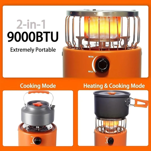 Alt view image 2 of 7 - Idealforce Propane Heater, Outdoor 2 in 1 Propane Heater & Stove Pro, Camping Gas Stove Camp Heater(9,000 BTU)