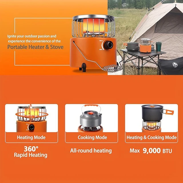 Alt view image 7 of 7 - Idealforce Propane Heater, Outdoor 2 in 1 Propane Heater & Stove Pro, Camping Gas Stove Camp Heater(9,000 BTU)