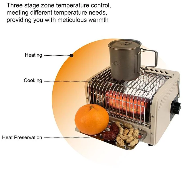 Alt view image 5 of 7 - Idealforce 3 in 1 Portable Heater and Stove, 5200BTU Camping tent heater, Outdoor Camping Gas Stove with Shelf for Storage,Adjustable Temperature Camping Heaters for Tent, Fishing, Hiking, Trekking