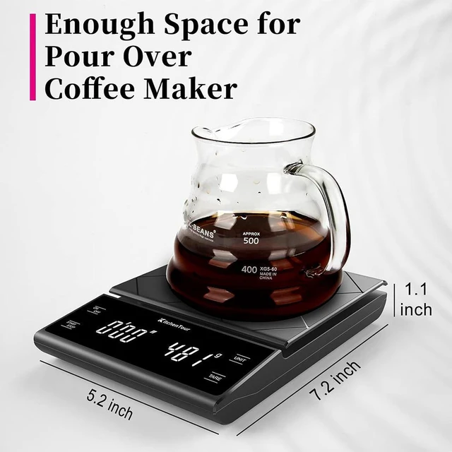 Alt view image 2 of 5 - Idealforce Digital Coffee Scale with Timer, 3kg/0.1g Accurate Scale for Pour Over, Drip and Espresso Coffee Brewing