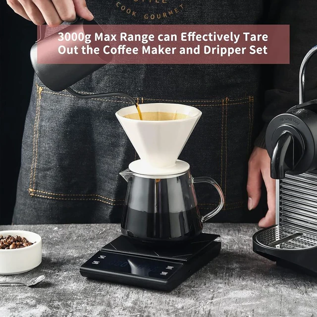Alt view image 5 of 5 - Idealforce Digital Coffee Scale with Timer, 3kg/0.1g Accurate Scale for Pour Over, Drip and Espresso Coffee Brewing