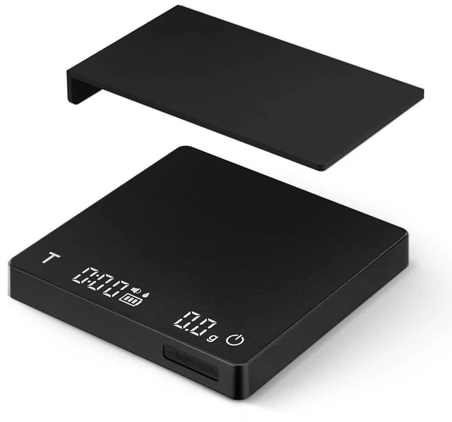 Main image of Idealforce Mini coffee scale with timer, rechargeable espresso scale with gravity sensing. 2kg capacity / 0.1g precision. Ideal for espresso and pour-over coffee, portable digital kitchen scale, black