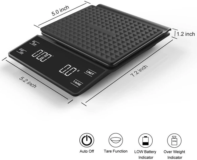 Alt view image 2 of 6 - Idealforce Pour Over Coffee Scale with Timer, Multi-Functional Kitchen Food Scale with Gram & Ounce Units for Slow Drip and French Press Coffee