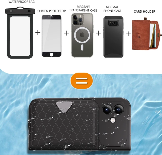 Alt view image 4 of 7 - Redpepper IP68 Waterproof Case, iPhone 17 Full Body Rugged Shockproof Cover with Built-in Screen Protector, Magnetic Card Slot & Makeup Mirror Wallet Phone Case Iphone 17 Black