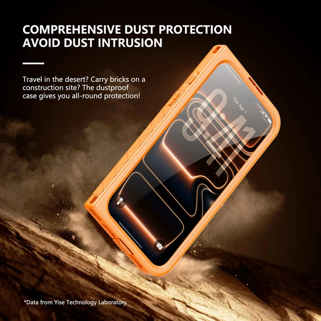 Alt view image 4 of 7 - Redpepper IP68 Waterproof Case, iPhone 17 Full Body Rugged Shockproof Cover with Built-in Screen Protector, Magnetic Card Slot & Makeup Mirror Wallet Phone Case Iphone 17 Pro Orange