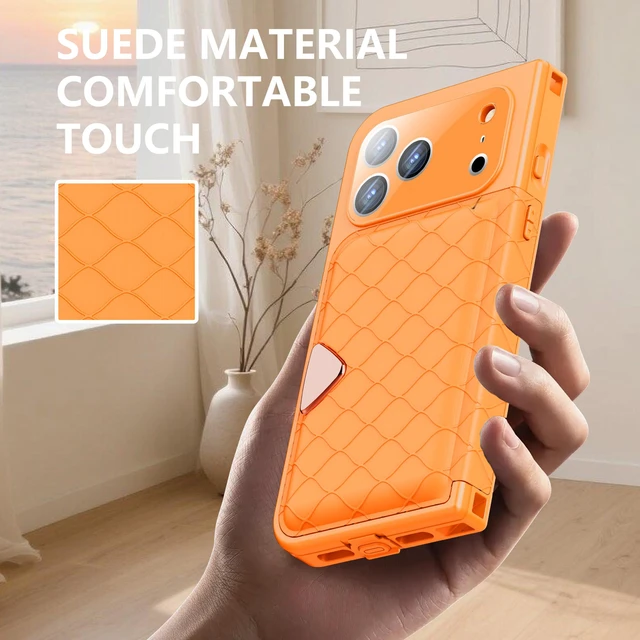 Alt view image 3 of 7 - Redpepper IP68 Waterproof Case, iPhone 17 Full Body Rugged Shockproof Cover with Built-in Screen Protector, Magnetic Card Slot & Makeup Mirror Wallet Phone Case Iphone 17 Pro Orange