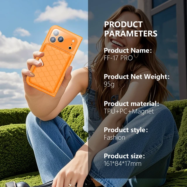 Alt view image 7 of 7 - Redpepper IP68 Waterproof Case, iPhone 17 Full Body Rugged Shockproof Cover with Built-in Screen Protector, Magnetic Card Slot & Makeup Mirror Wallet Phone Case Iphone 17 Pro Orange