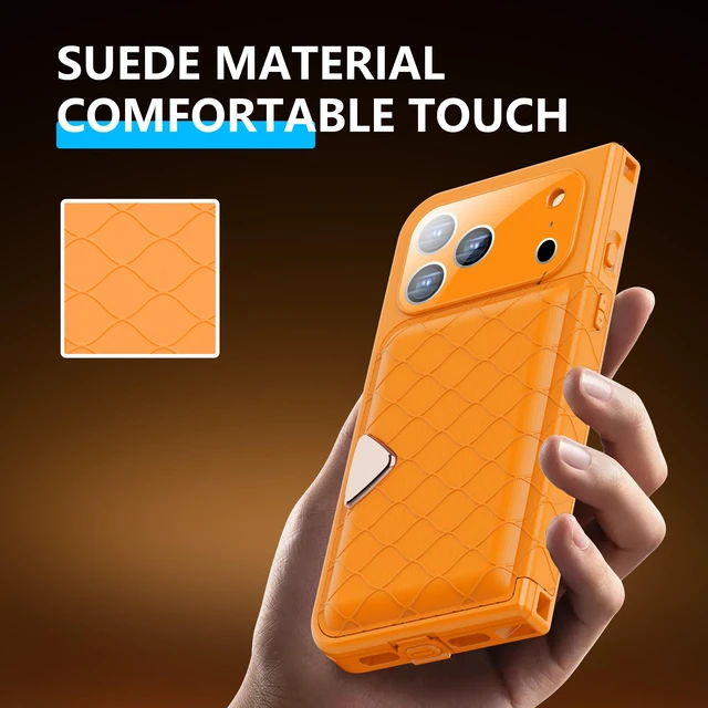 Alt view image 3 of 7 - Redpepper IP68 Waterproof Case, iPhone 17 Full Body Rugged Shockproof Cover with Built-in Screen Protector, Magnetic Card Slot & Makeup Mirror Wallet Phone Case Iphone 17 Pro Max Orange
