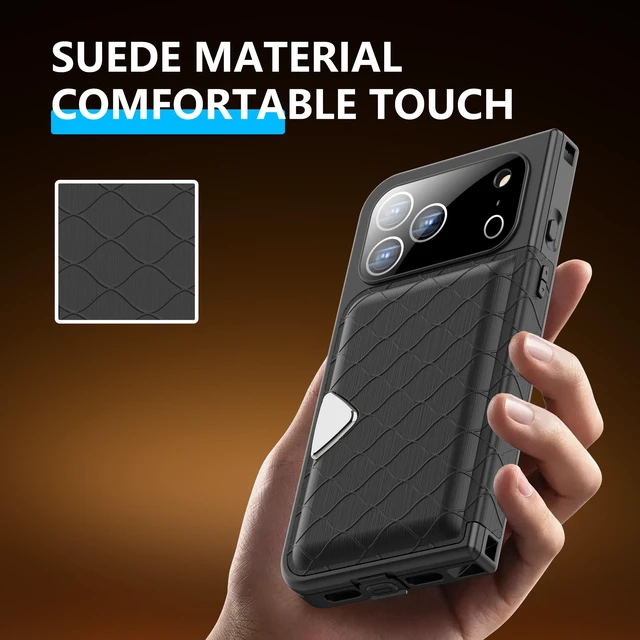 Alt view image 3 of 7 - Redpepper IP68 Waterproof Case, iPhone 17 Full Body Rugged Shockproof Cover with Built-in Screen Protector, Magnetic Card Slot & Makeup Mirror Wallet Phone Case Iphone 17 Pro Max Black