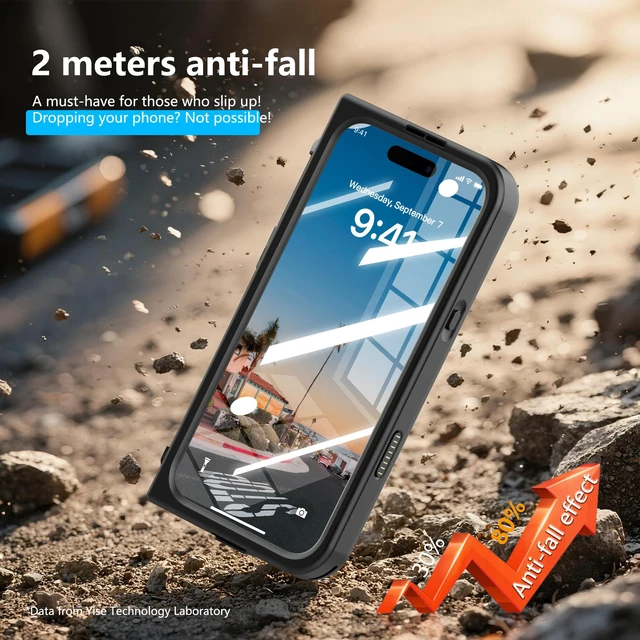 Alt view image 5 of 7 - Redpepper IP68 Waterproof Case, iPhone 17 Full Body Rugged Shockproof Cover with Built-in Screen Protector, Magnetic Card Slot & Makeup Mirror Wallet Phone Case Iphone 17 Pro Max Black