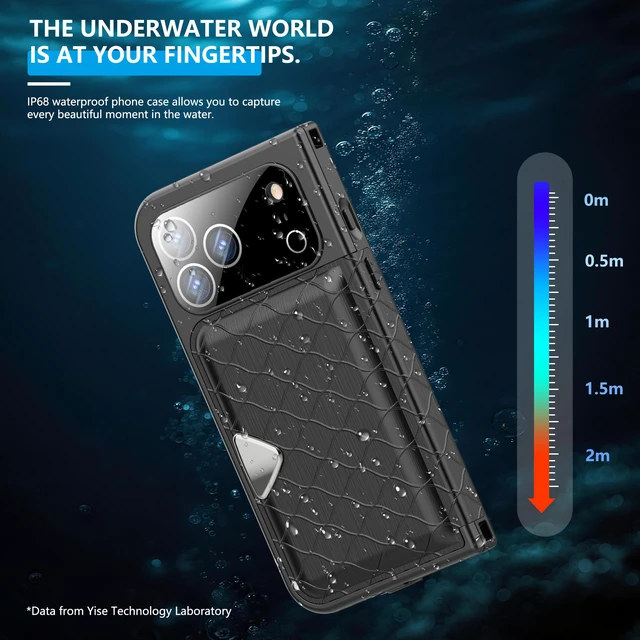 Alt view image 6 of 7 - Redpepper IP68 Waterproof Case, iPhone 17 Full Body Rugged Shockproof Cover with Built-in Screen Protector, Magnetic Card Slot & Makeup Mirror Wallet Phone Case Iphone 17 Pro Max Black