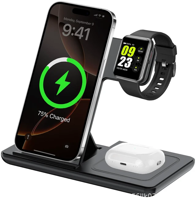 Alt view image 4 of 6 - Idealforce 3in1 Magnetic MagSafe Fast Wireless Charging Station, MultiFunction Charger Stand for iPhone 16 15, iWatch, AirPods, 3 in 1 Wireless Charger for Apple Devices