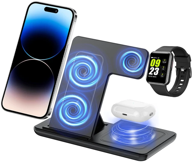Alt view image 5 of 6 - Idealforce 3in1 Magnetic MagSafe Fast Wireless Charging Station, MultiFunction Charger Stand for iPhone 16 15, iWatch, AirPods, 3 in 1 Wireless Charger for Apple Devices