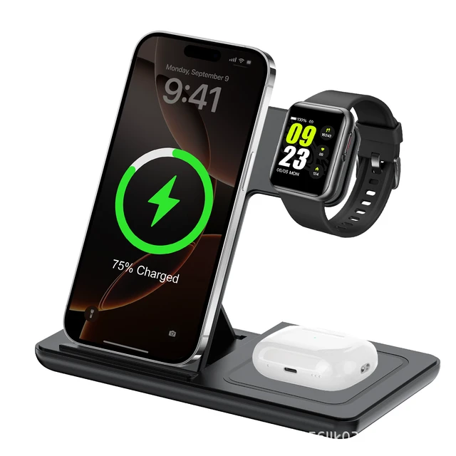 Alt view image 4 of 6 - Idealforce 3in1 MagSafe Magnetic Fast Wireless Charging Station, Charger Stand for iPhone 16 15, iWatch & AirPods, Apple MultiDevice Wireless Charger